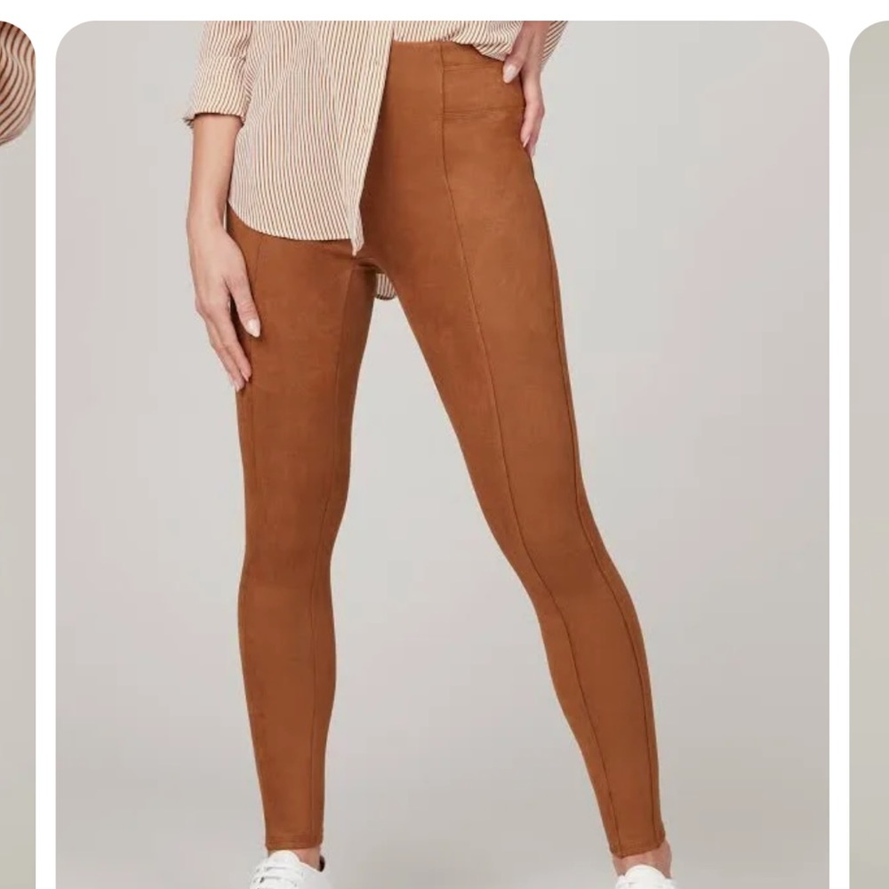 Spanx nwt faux suede leggings in rich caramel